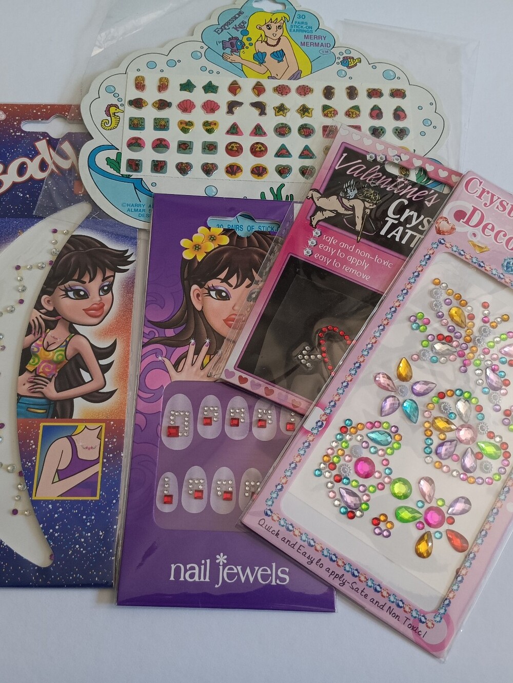 Y2K Body Jewelry & Nail Sticker Bundle Mermaid Crystal Tattoo Unopened